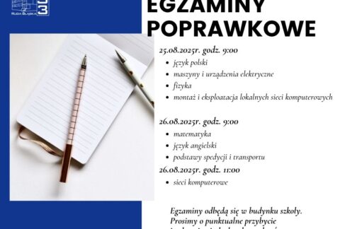 Grafika informacyjna o terminach egzaminów poprawkowych