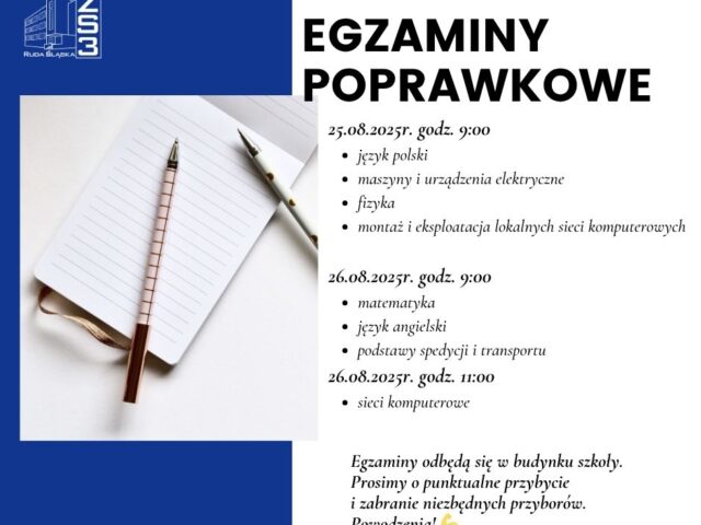 Grafika informacyjna o terminach egzaminów poprawkowych